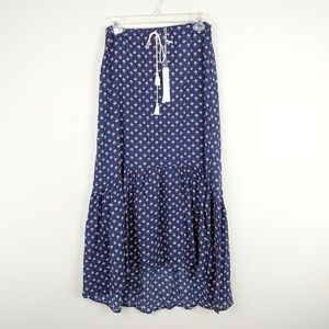 Lovestitch | Navy Print High Low Maxi Skirt-H9